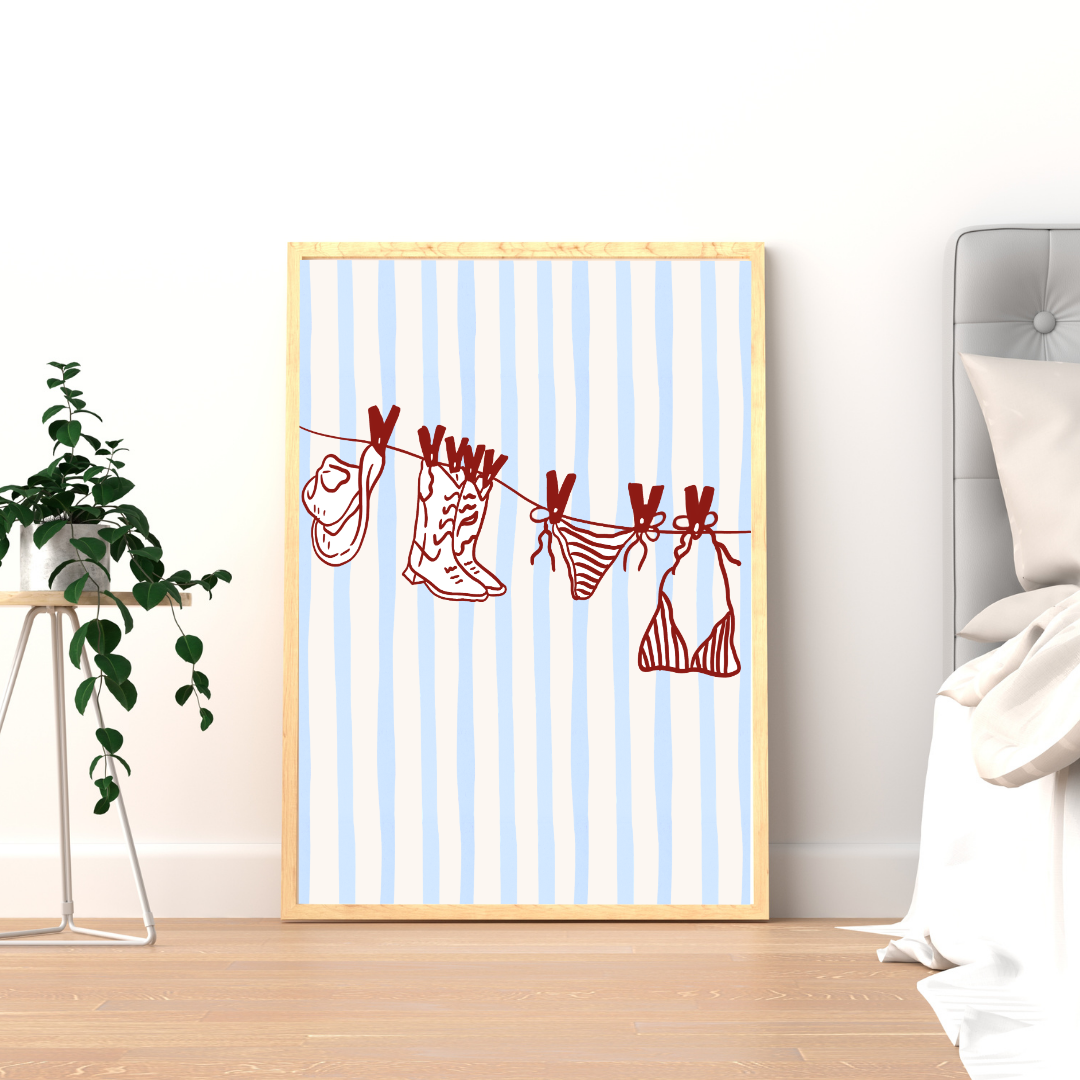 Bikini and Boots Wall Print