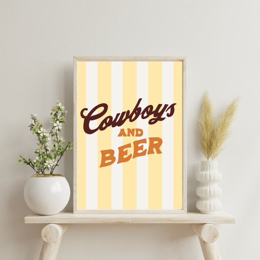 Cowboys and Beer Wall Print